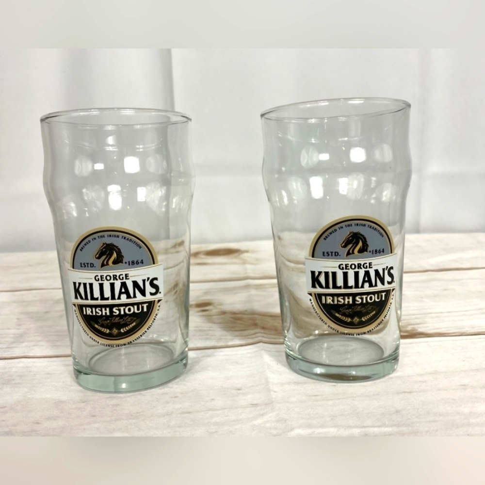 NWT | George Killians | Irish Stout Pint Glasses | Set of 2 | Collector's Item